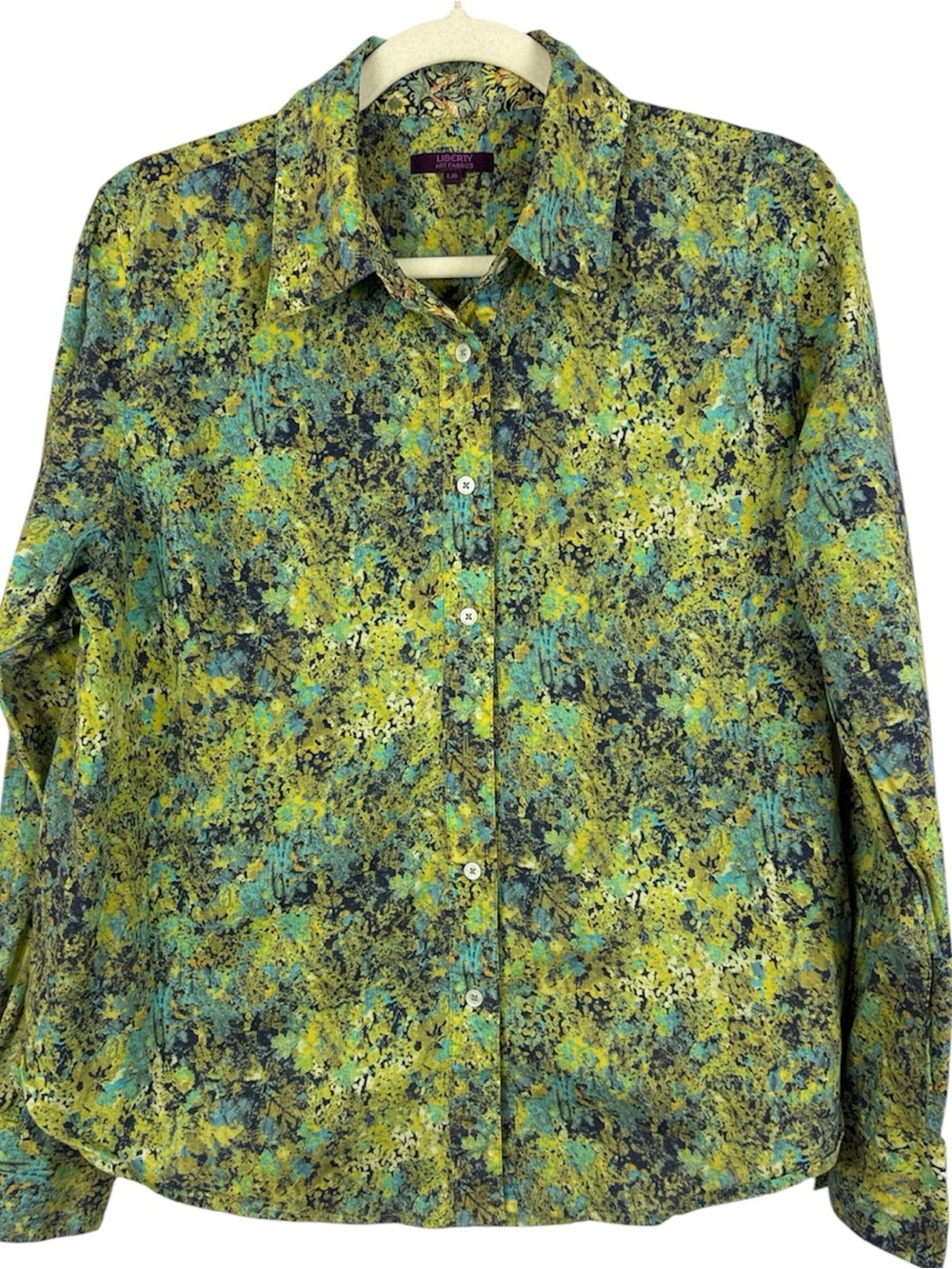 Liberty Art Fabrics Impressionist Floral Button Down Shirt Cotton Size Large